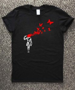 banksy stencil street art freedom T-Shirt Unisex Adults Size S to 2XL