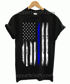 Blue Lives Matter Thin Blue Line American Flag Unisex Tshirt