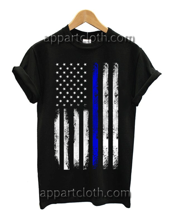 Blue Lives Matter Thin Blue Line American Flag Unisex Tshirt