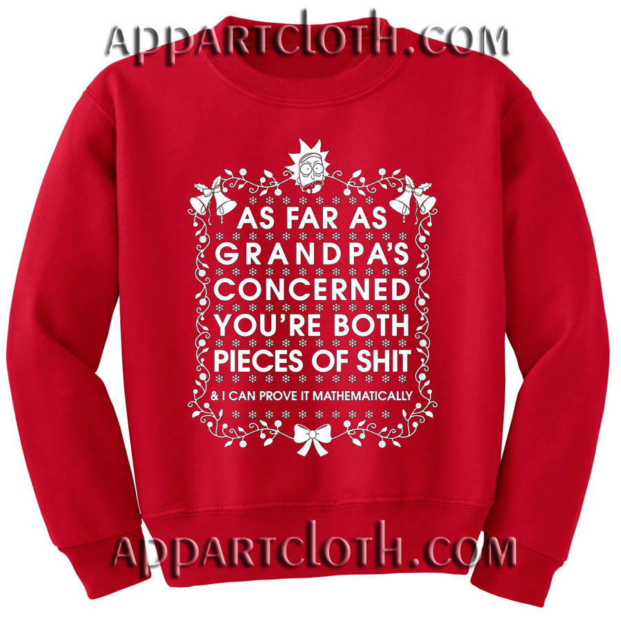 RICK AND MORTY Ugly Christmas Get Schwifty with Grandpa Unisex Sweatshirts