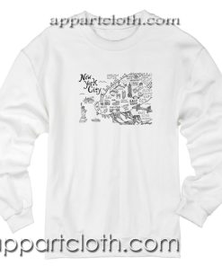 New York City Map Illustration and Wall Decal Unisex Sweatshirt