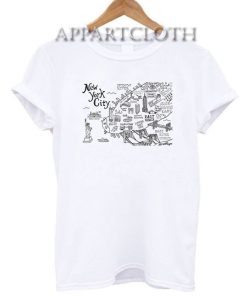 New York City Map Illustration and Wall Decal Funny Shirts