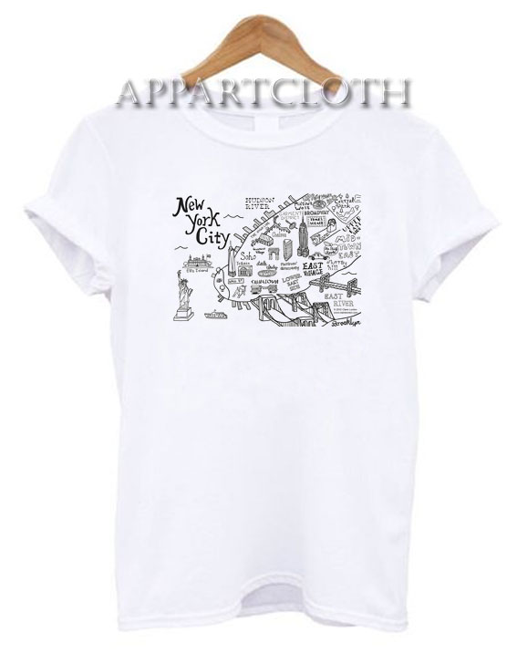 New York City Map Illustration and Wall Decal Funny Shirts