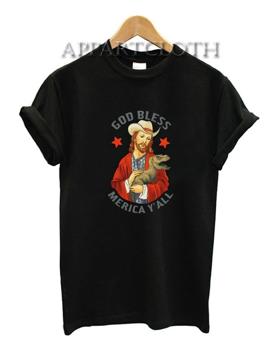 Jesus in a Cowboy Hat Holding a Baby Raptor Unisex Tshirt
