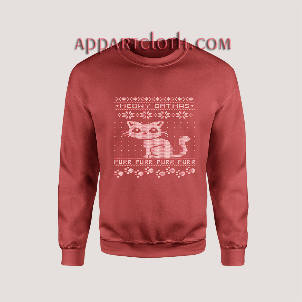 Meowy Ugly Christmas Red Unisex Sweatshirts