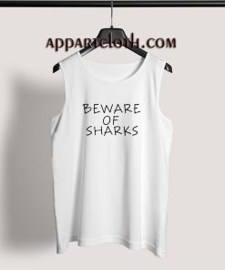 Beware of sharks black Adult tank top