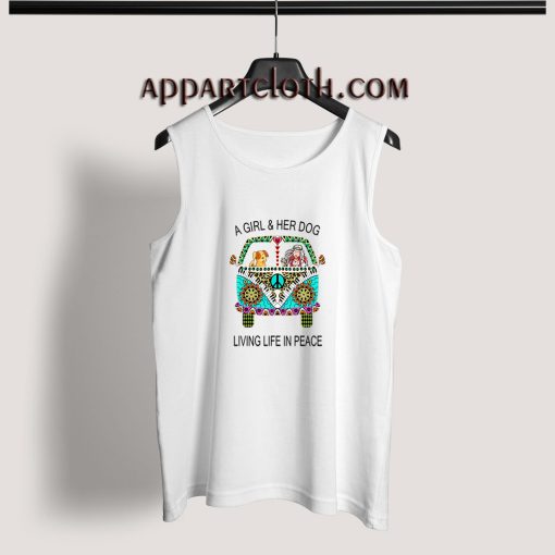 a girl and her dog living in peace Adult tank top