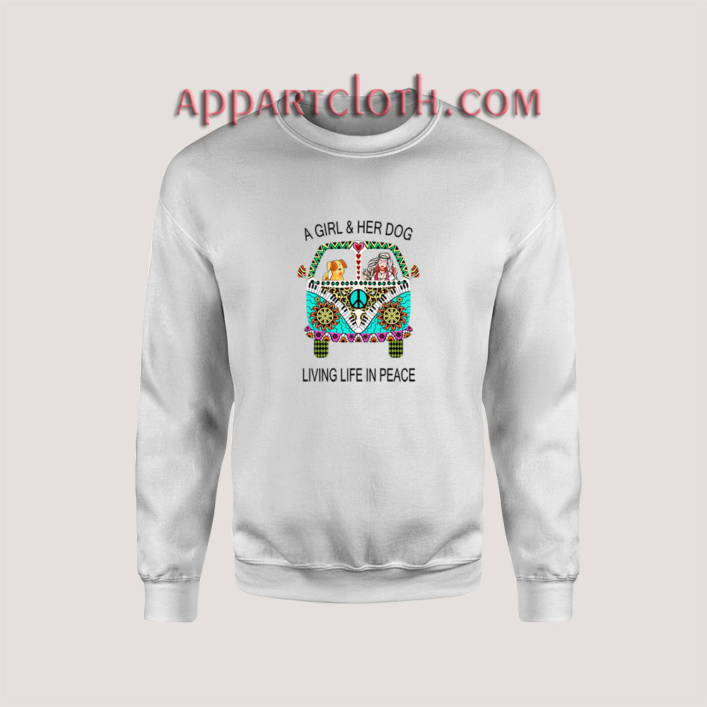 a girl and her dog living in peace Unisex Sweatshirts
