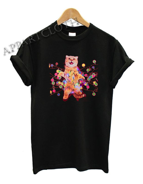 Christmas Cats in Lights with LED Funny Shirts