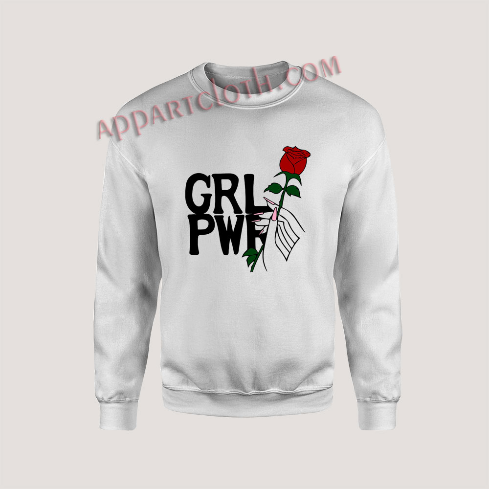 Girl power hand up with rose Unisex Sweatshirts