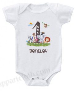 One Year Birthday Shirt or Onesie with Animals Funny Baby Onesie