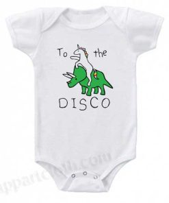 To The Disco Unicorn Riding Triceratops Funny Baby Onesie