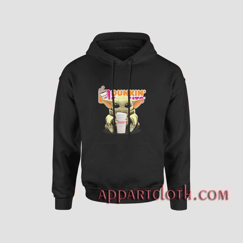 Baby Yoda hug Dunkin Donuts Hoodies
