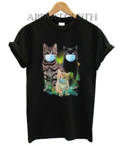 Cute Cat Wear Face Mask T-Shirt