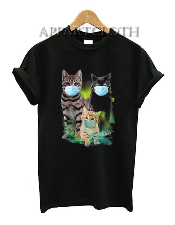 Cute Cat Wear Face Mask T-Shirt