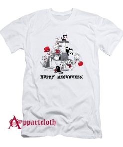 Cat Horror Movie Characters Happy Meowoween T-Shirt