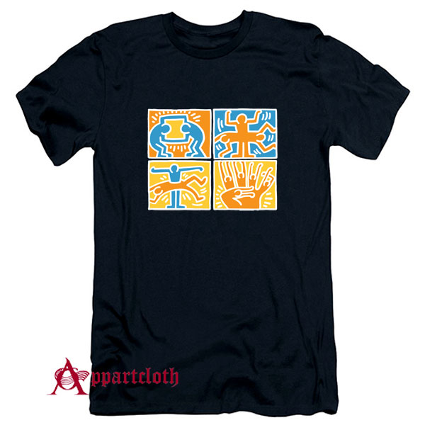 Keith Haring Blue Orange White T-Shirt