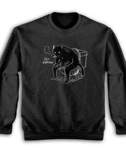 Black Cat Smoking Shit Happens Sweatshirt