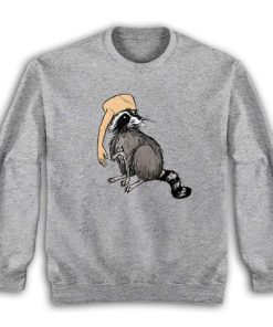 Raccoon Wearing Human Arm Hat Sweatshirt