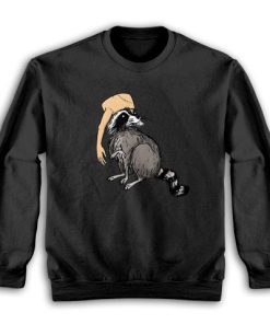 Raccoon Wearing Human Arm Hat Sweatshirt