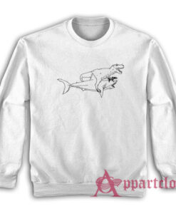 A T-Rex Riding A Shark With Guns Sweatshirt