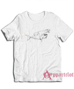 A T-Rex Riding A Shark With Guns T-Shirt