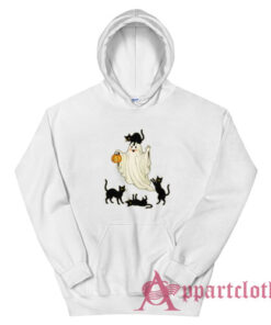 Vintage Halloween Ghost with Black Cats Hoodie