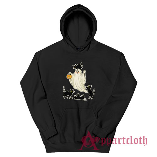 Vintage Halloween Ghost with Black Cats Hoodie