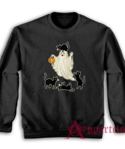 Vintage Halloween Ghost with Black Cats Sweatshirt
