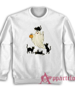 Vintage Halloween Ghost with Black Cats Sweatshirt
