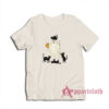 Vintage Halloween Ghost with Black Cats T-Shirt