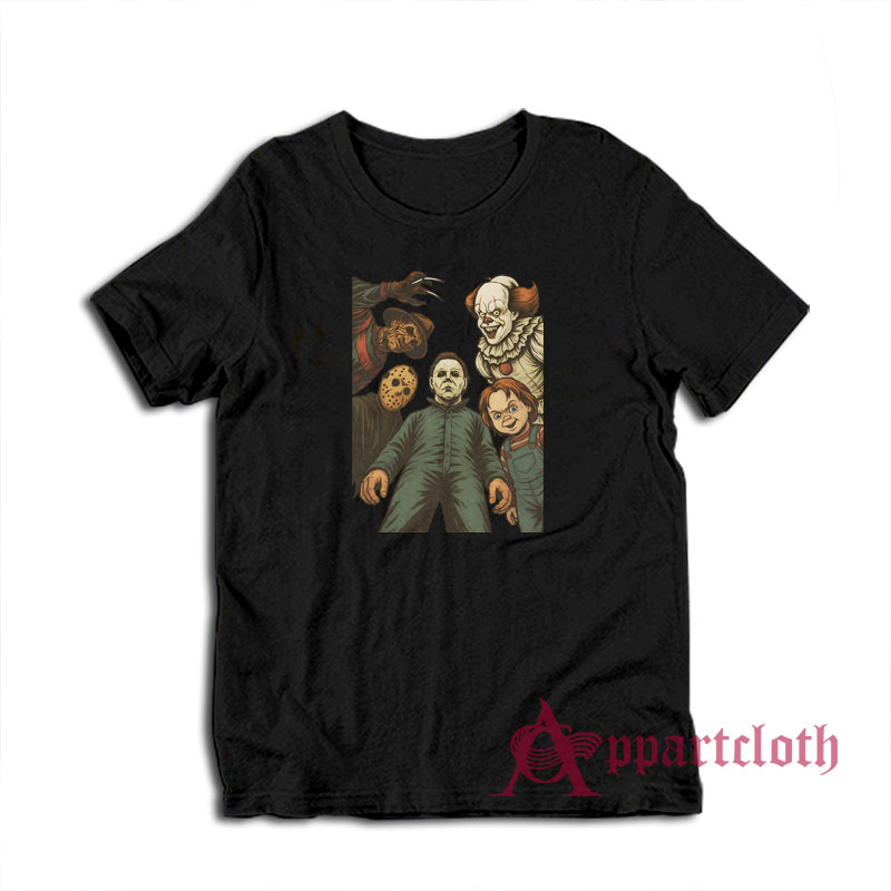 Retro Halloween Characters Horror Movie T-Shirt