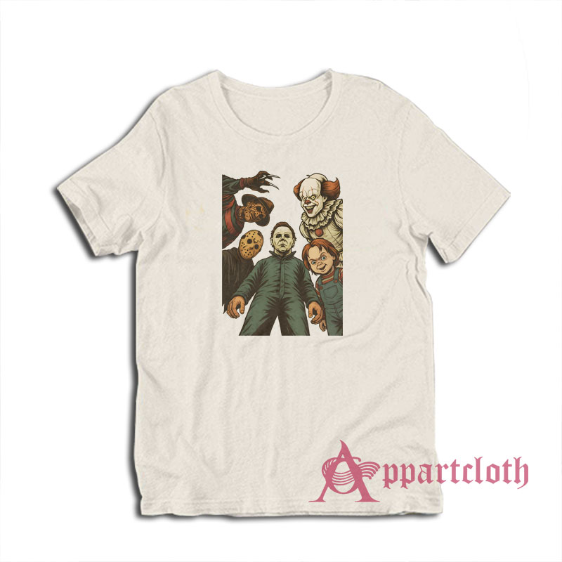Retro Halloween Characters Horror Movie T-Shirt