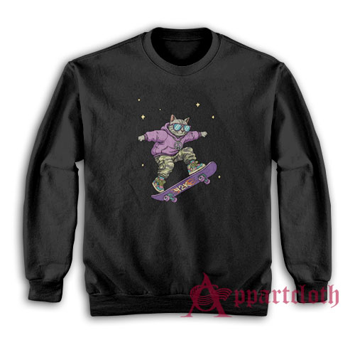 Skateboard Cat Y2K Vintage Sweatshirt
