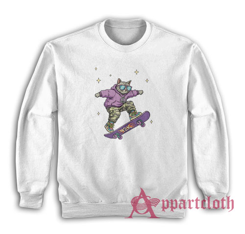 Skateboard Cat Y2K Vintage Sweatshirt
