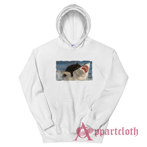 Cat Biting Shark Hoodie
