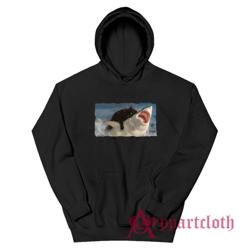 Cat Biting Shark Hoodie