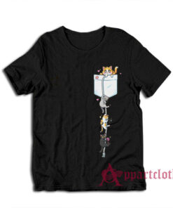 Cats Climbing Rope from Pocket T-Shirt