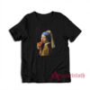 Girl With A Pearl Earring Eating Pizza T-Shirt