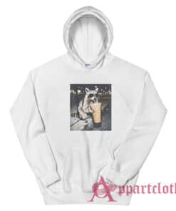 Raccoon Drinking Iced Coffee Retro Hoodie
