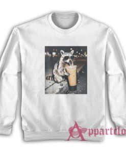 Raccoon Drinking Iced Coffee Retro Sweatshirt