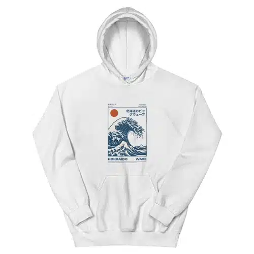 Hokkaido Wave Retro Japanese Surf Hoodie
