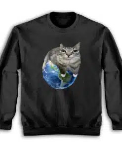 Cat Sitting On Earth Meme Sweatshirt