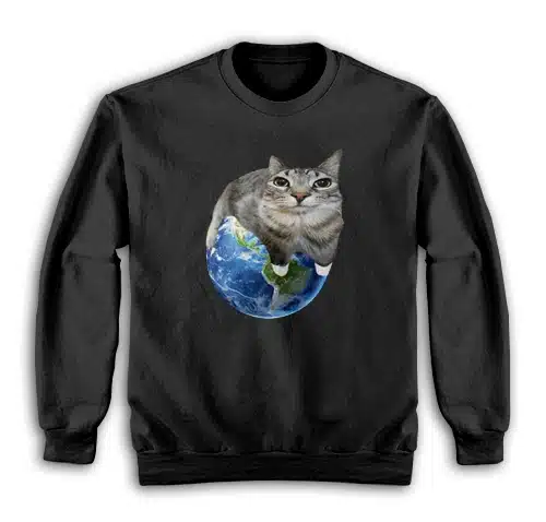 Cat Sitting On Earth Meme Sweatshirt