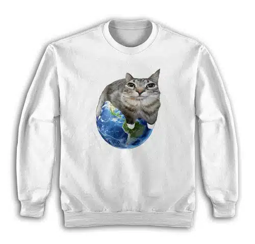 Cat Sitting On Earth Meme Sweatshirt