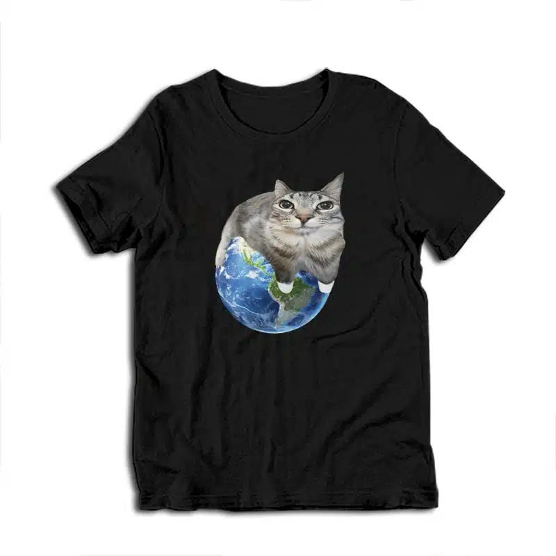 Cat Sitting On Earth Meme T-Shirt