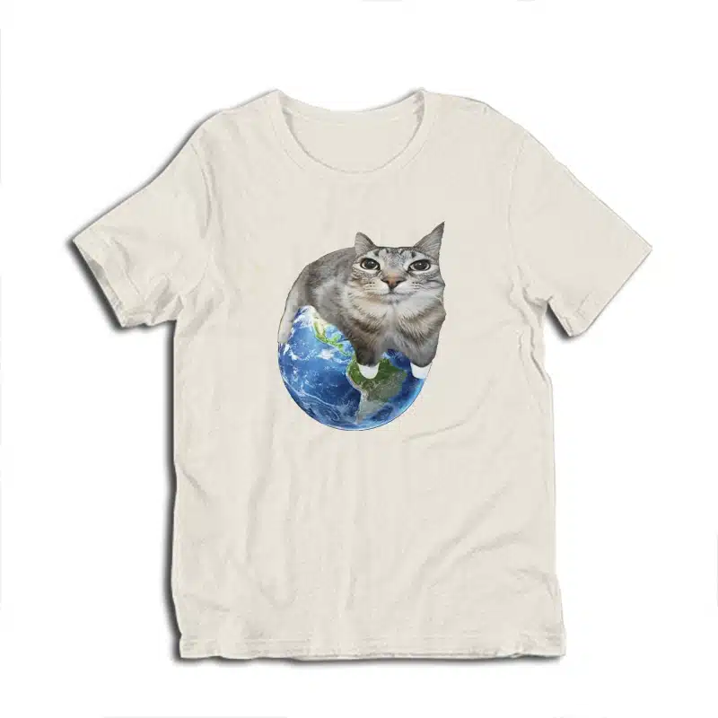 Cat Sitting On Earth Meme T-Shirt
