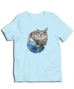 Cat Sitting On Earth Meme T-Shirt