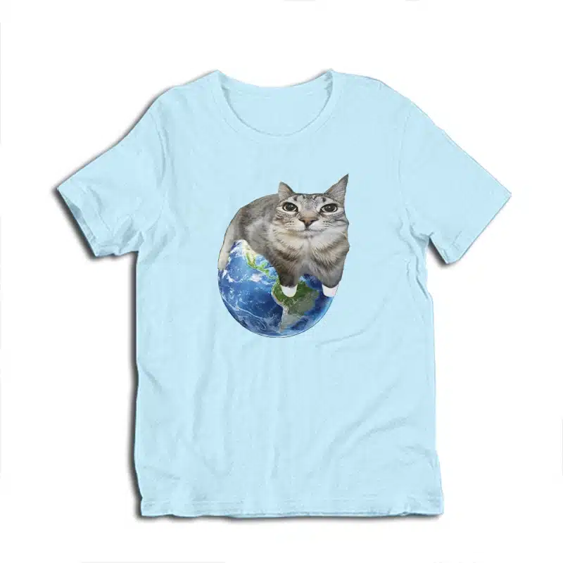 Cat Sitting On Earth Meme T-Shirt