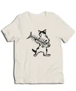 Cat Playing Fish Bone Guitar T-Shirt